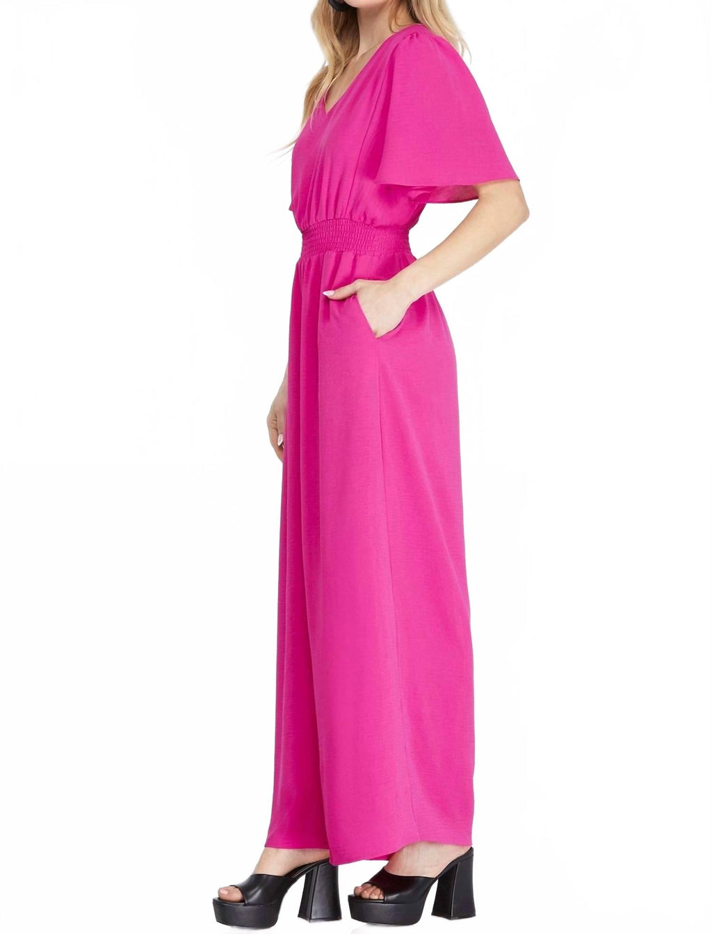 Paradise V-Neck Jumpsuit In Pink