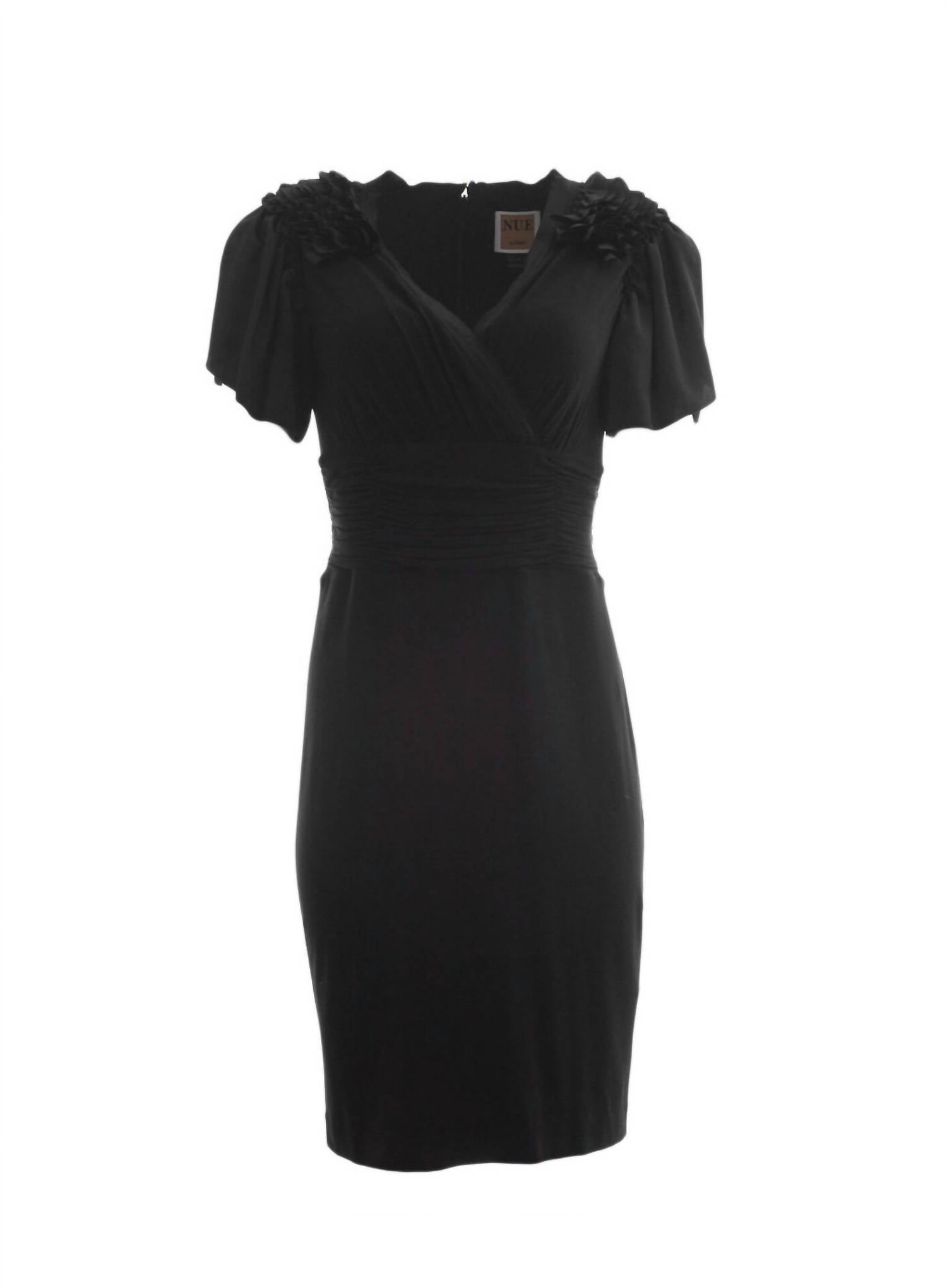 Flutter Sleeve Dress In Black