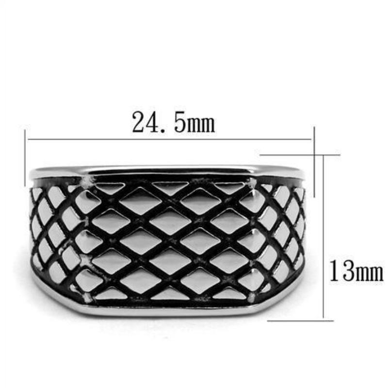High polished (no plating) Stainless Steel Ring with Epoxy in Jet