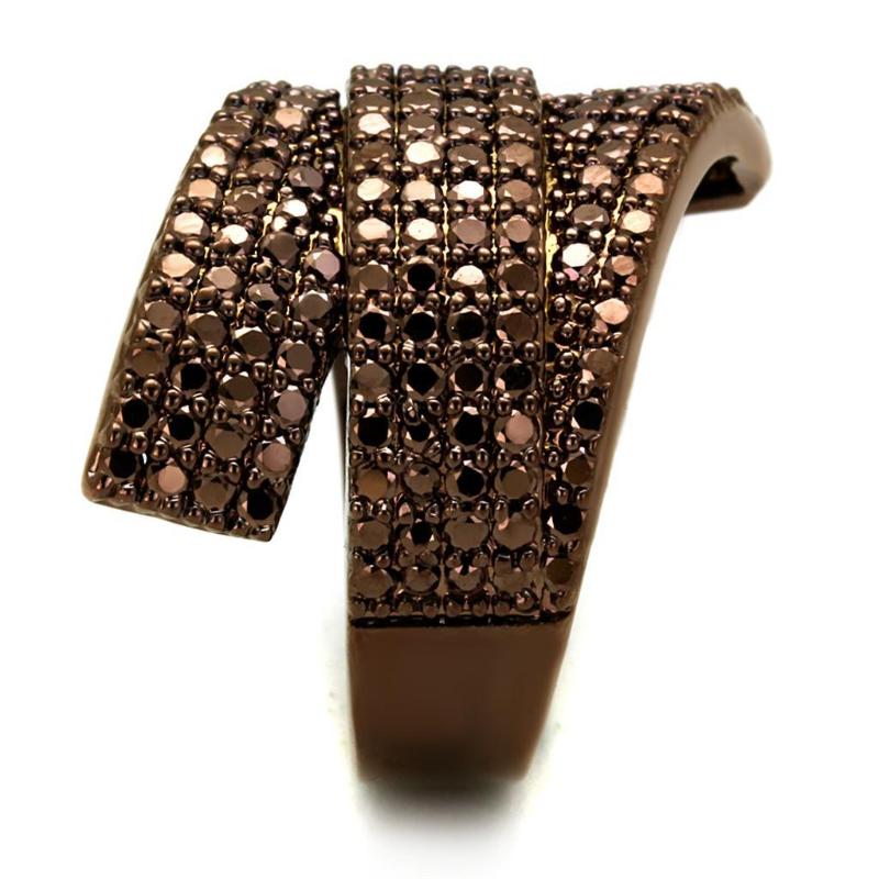 IP Coffee light Brass Ring with AAA Grade CZ in Light Coffee
