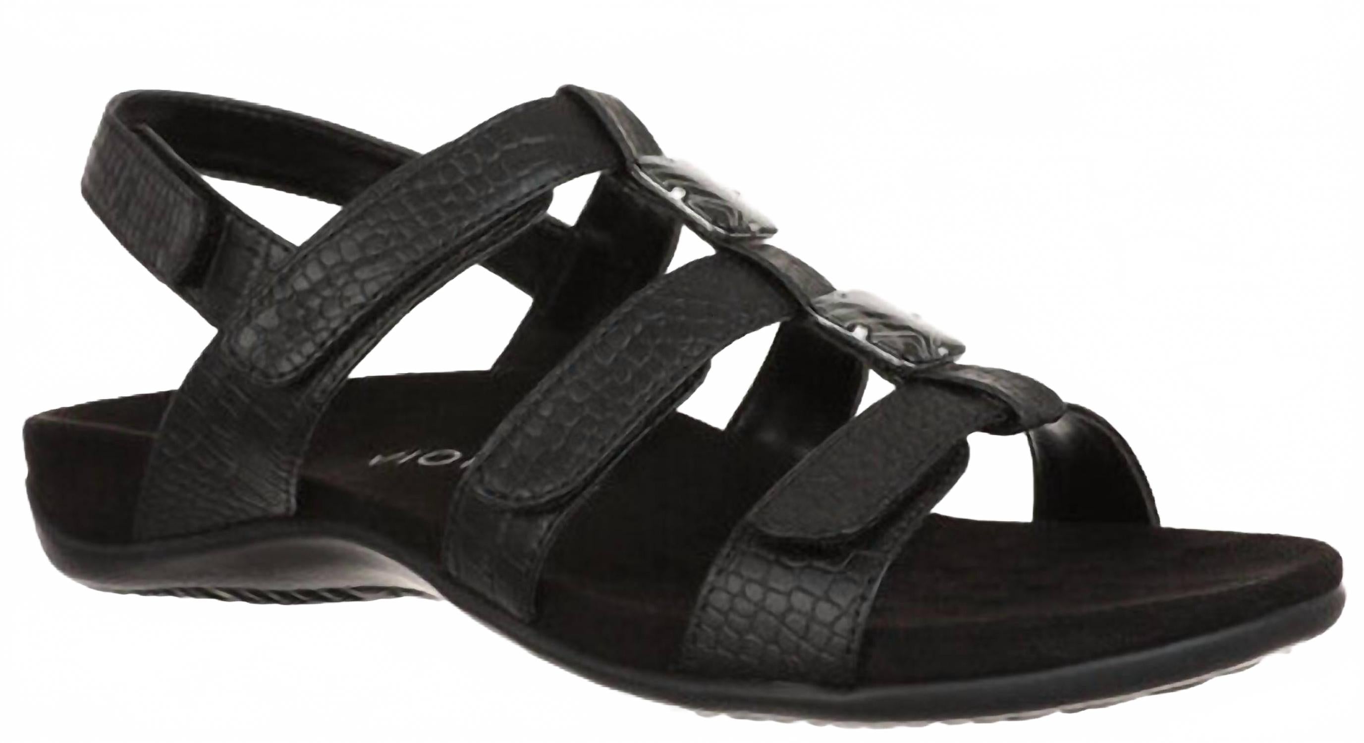 Women's Amber Backstrap Sandal In Black Croc