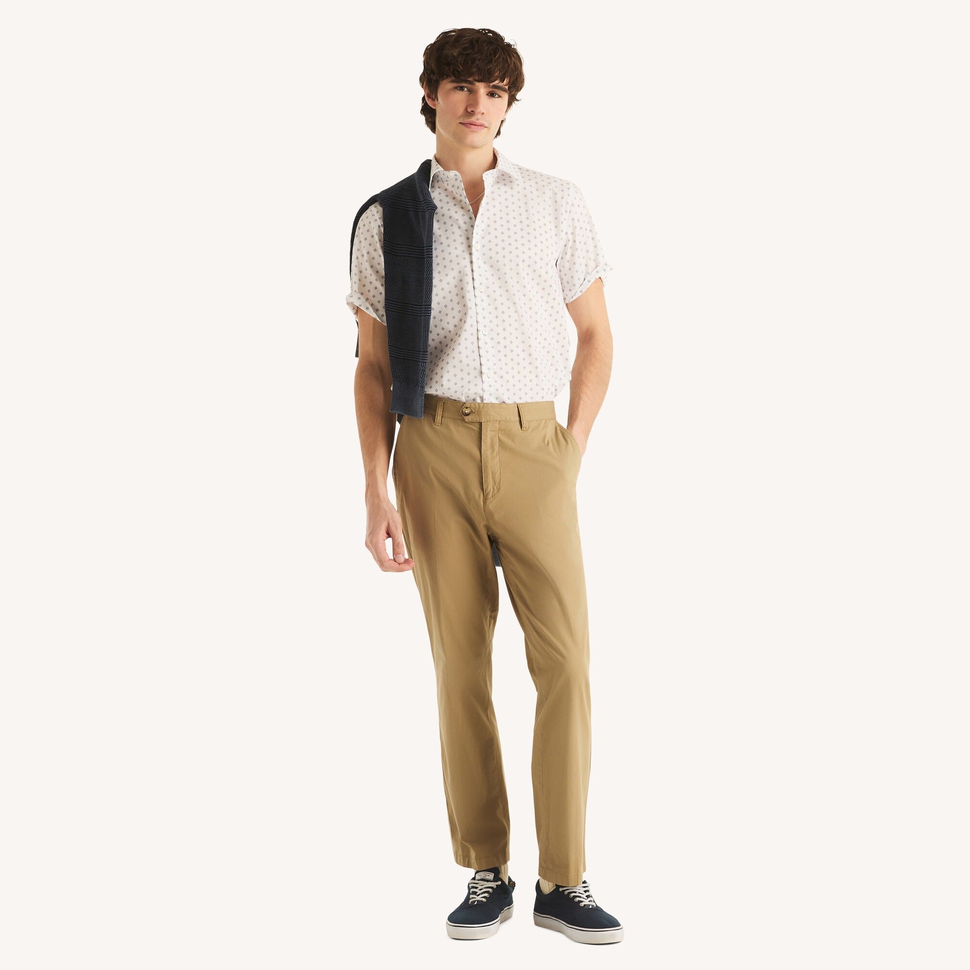 Nautica Mens Wrinkle-Resistant Classic Fit Printed Shirt