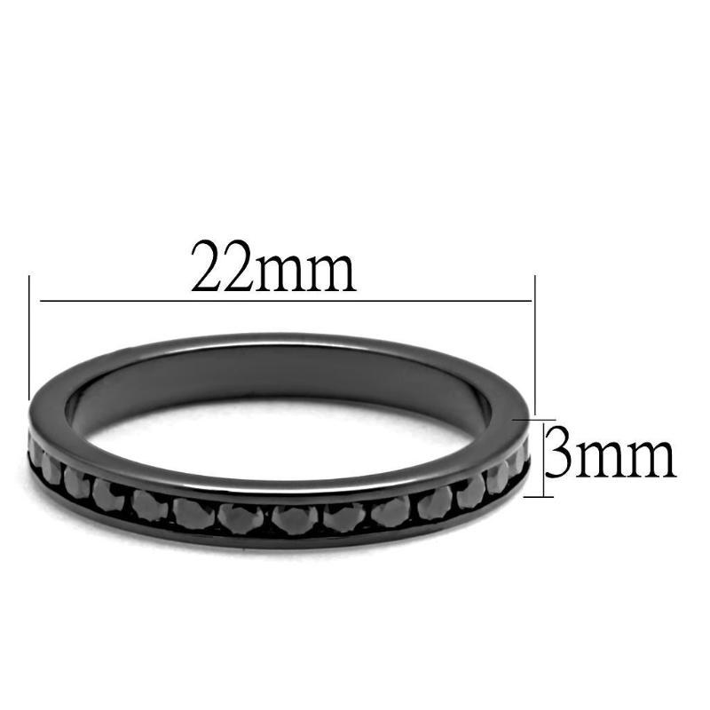 IP Light Black Brass Ring with AAA Grade CZ in Light Gray