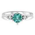 1Ct TW Paraiba & Diamond Ring 14k White Gold Lab Grown