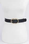 Braided Embossed Two Round Buckle Belt
