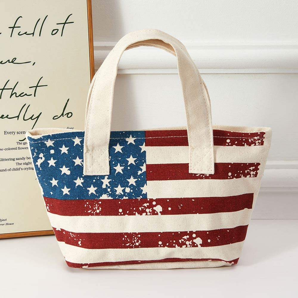 American USA Flag Small Canvas Tote Bag