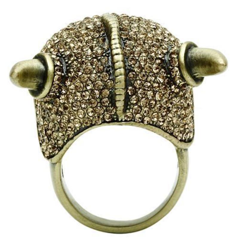Antique Copper White Metal Ring with Top Grade Crystal in Citrine Yellow