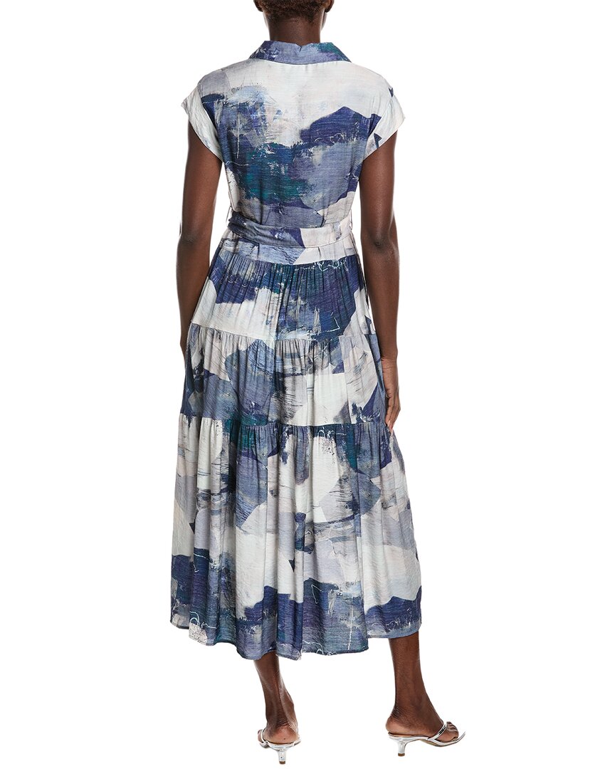 Gracia Cloud Print Sleeveless Belted Shirtdress
