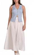 Collared Knit Vest In Blue