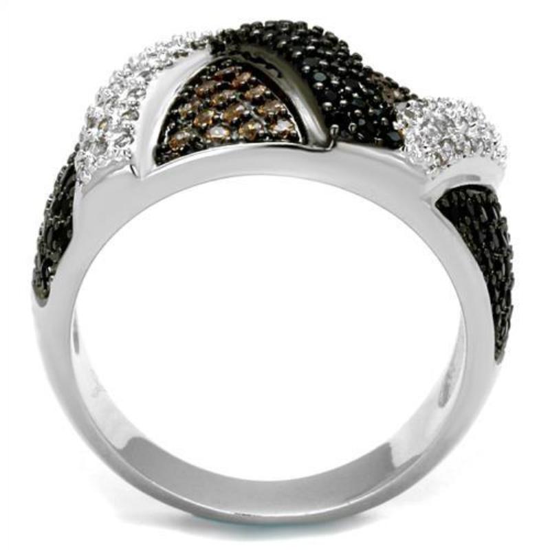 Rhodium + Ruthenium Brass Ring with AAA Grade CZ in Multi Color
