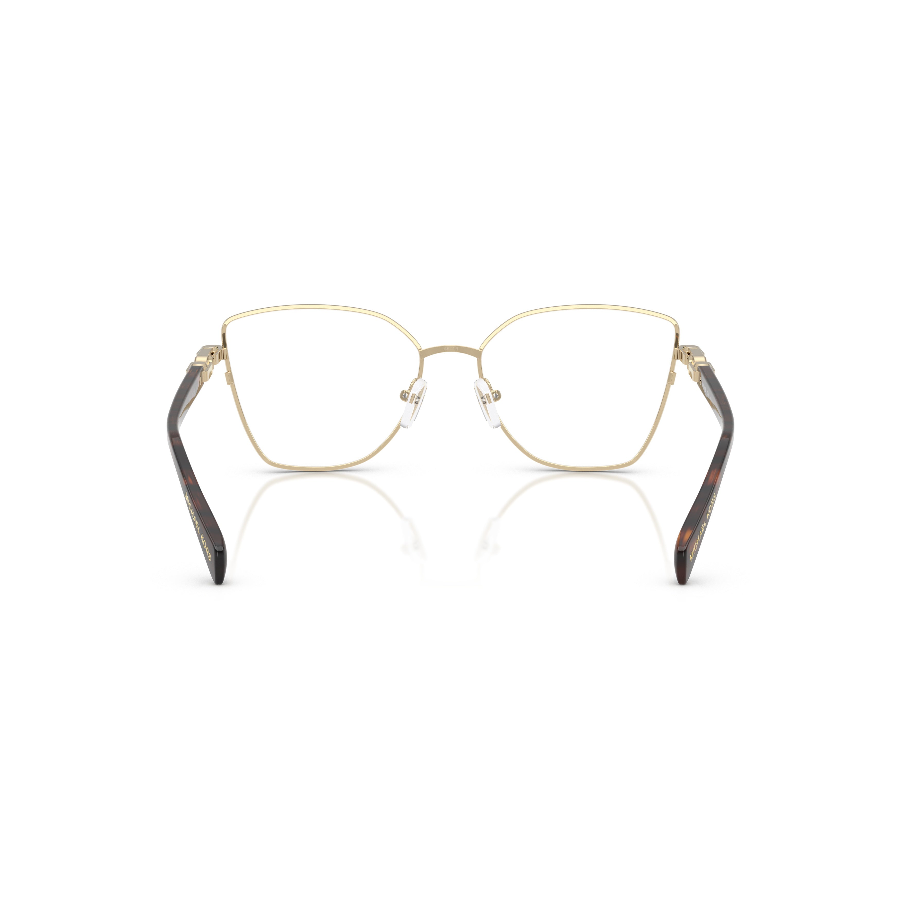 0Mk3090 Geometric Metal Frame Eyeglasses with Tortoiseshell Accents