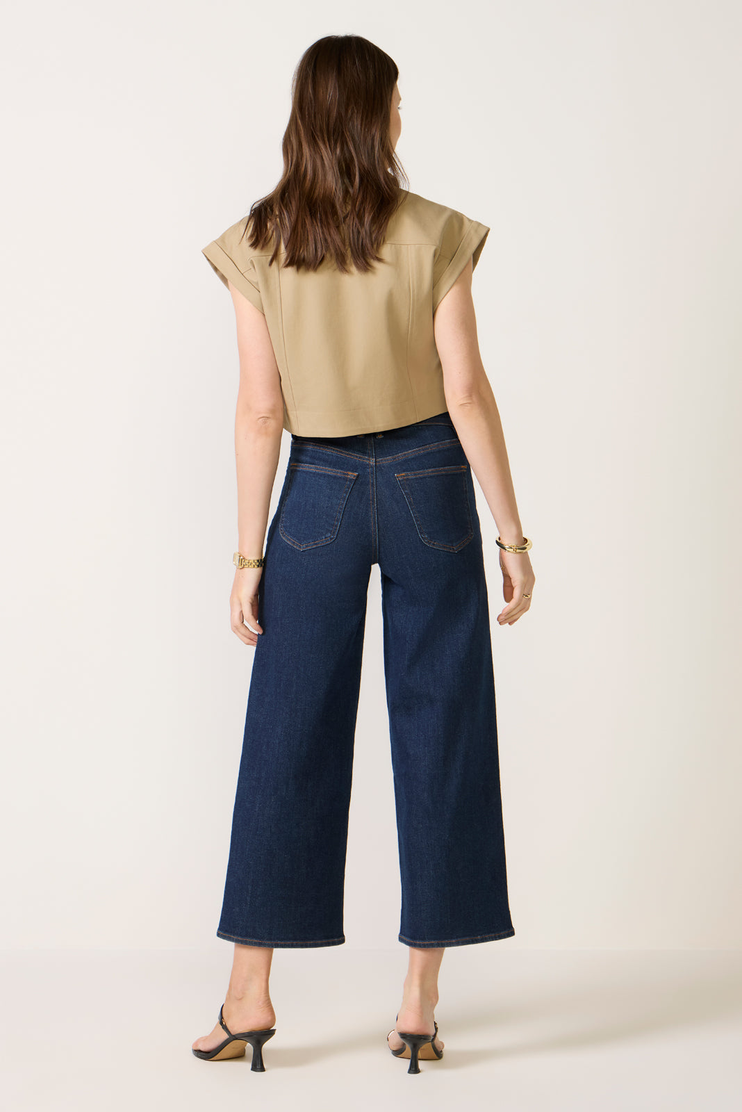 Women's Waist Palazzo Crop Jeans