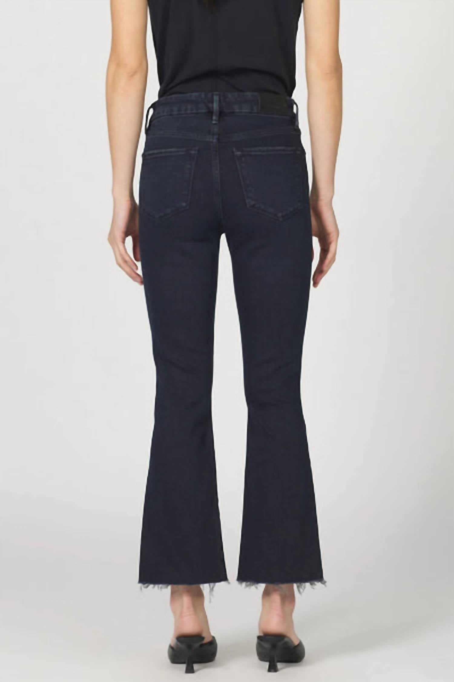 Jeanne Mid Rise Cropped Flare Jean In Black