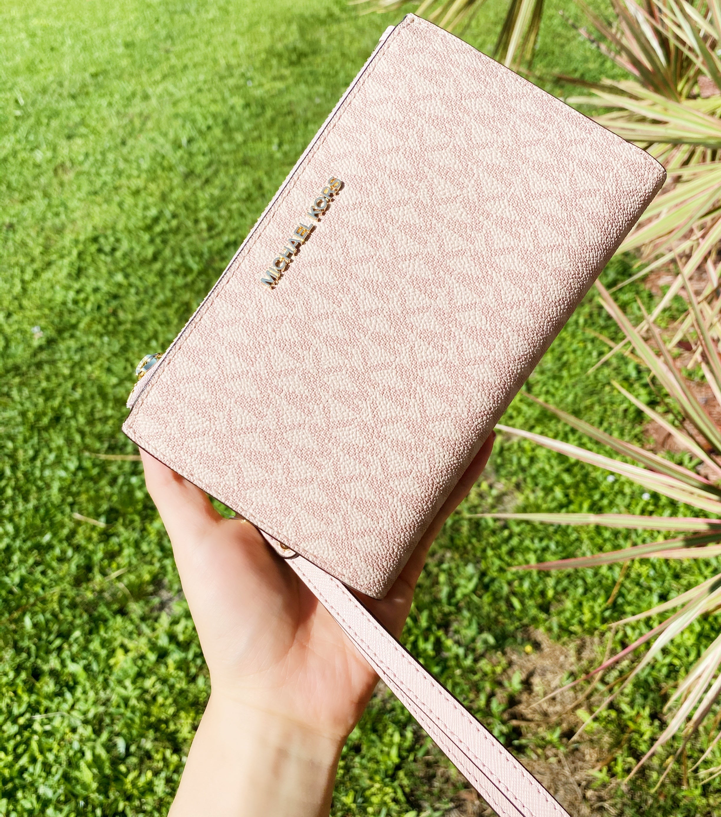 Michael Kors Jet Set Travel Double Zip Wristlet Ballet Pink MK