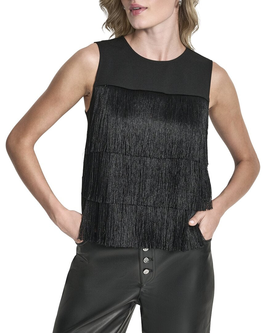 DKNY Tiered Fringe Blouse