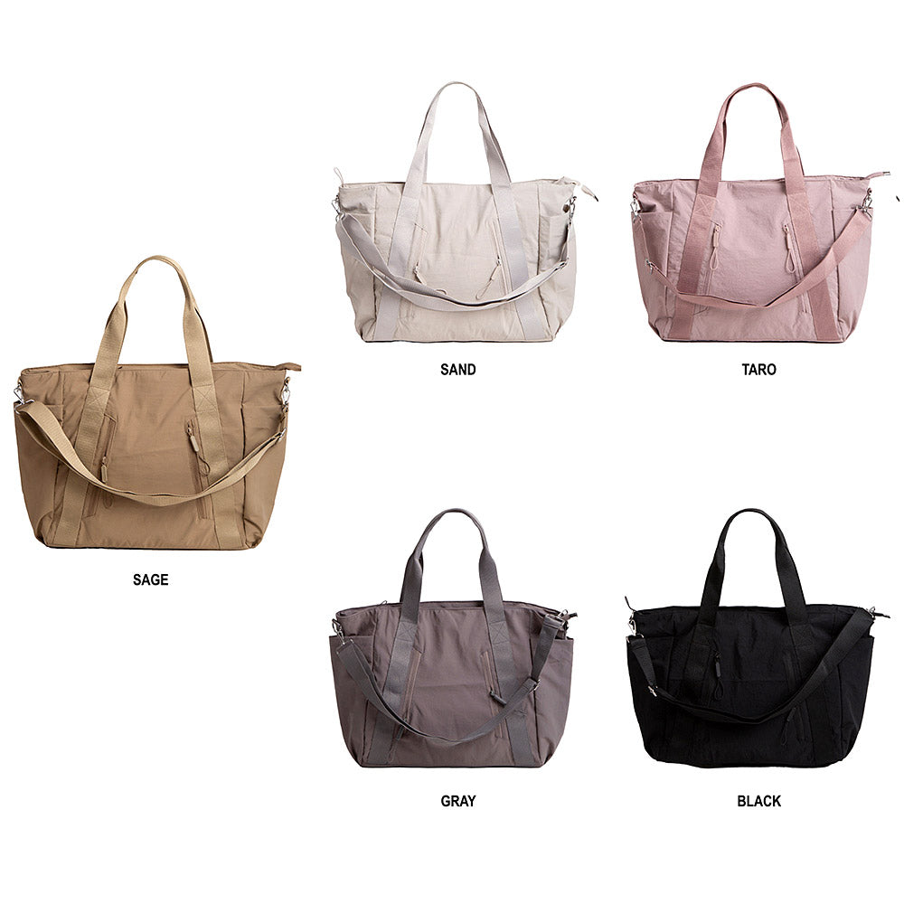 Solid Spacious Multi Compartment Carryall Tote Bag