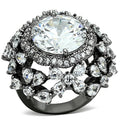 Ruthenium Brass Ring with AAA Grade CZ in Clear