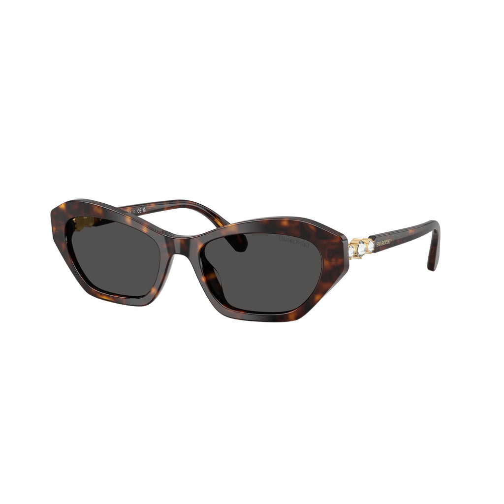 0Sk6048 Angular Tortoiseshell Sunglasses with Crystal Accents