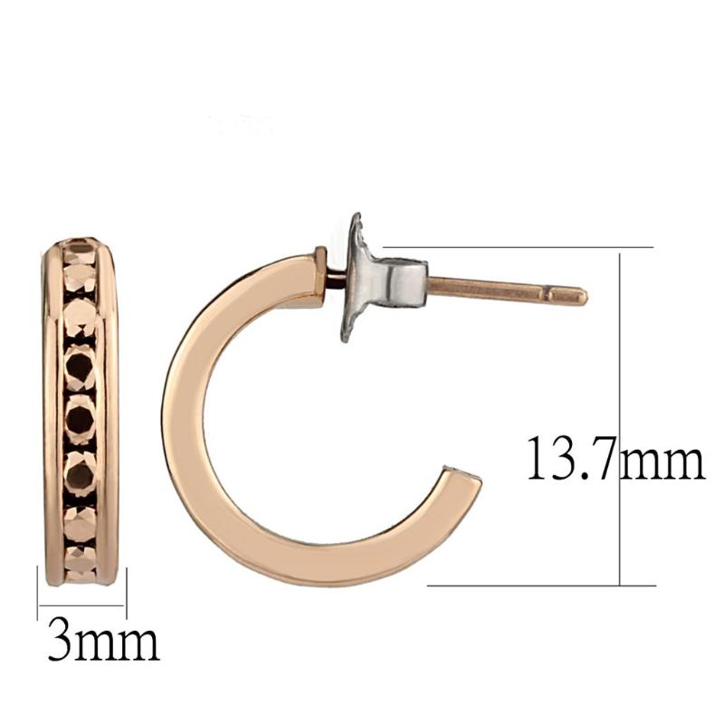IP Rose Gold(Ion Plating) Brass Earrings with Top Grade Crystal in Metallic Light Gold