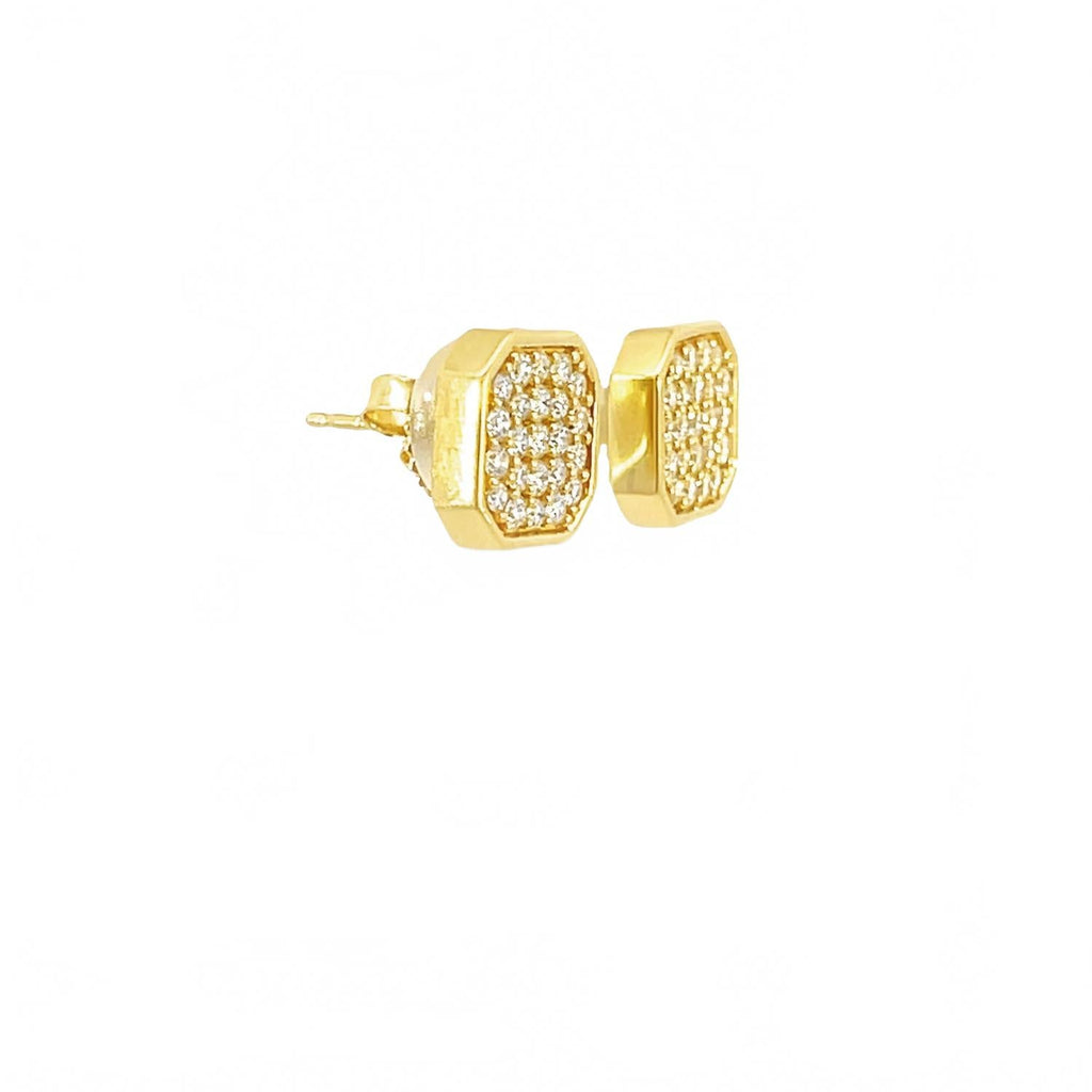 Women's Asscher Shape Pavé Stud Earrings In Gold