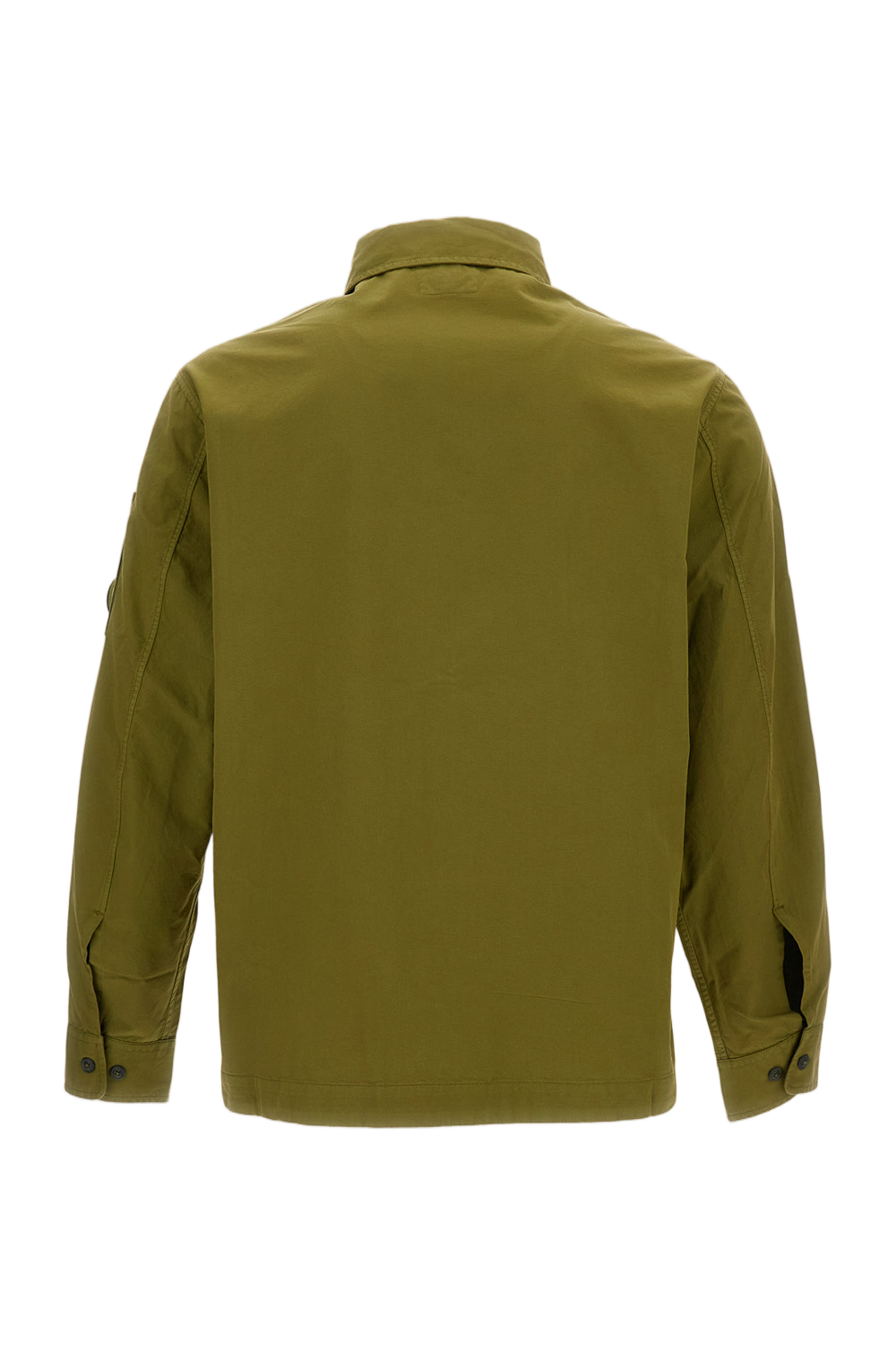 Green Organic Gabardine Zip-Up Overshirt
