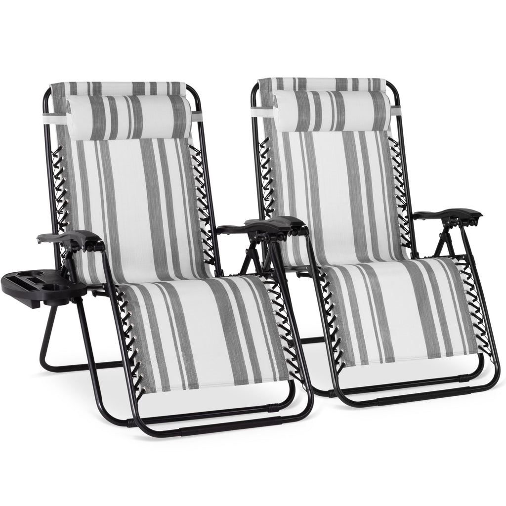Best Choice Products Set of 2 Extra Wide Zero Gravity Lounge Chair Recliners w/ Cup Holder
