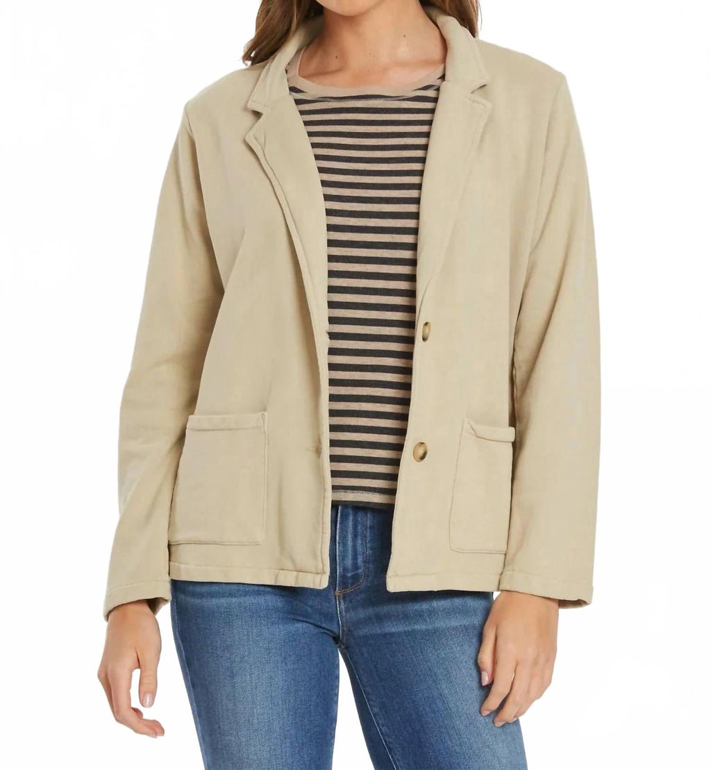 Long Sleeve French Terry Blazer In Eucalyptus