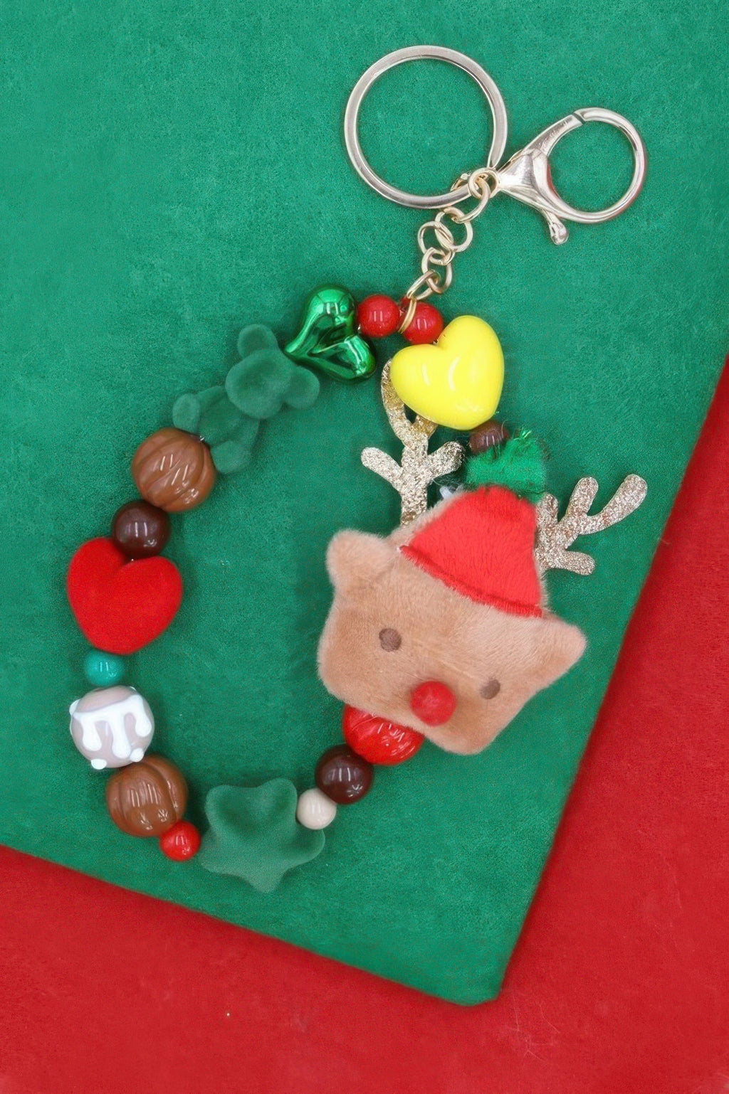 Rudolph Reindeer Christmas Keychain Bracelet