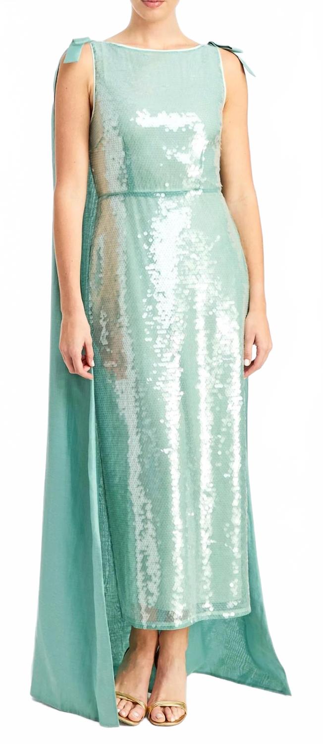 Lillian Covertible Cape Dress In Green