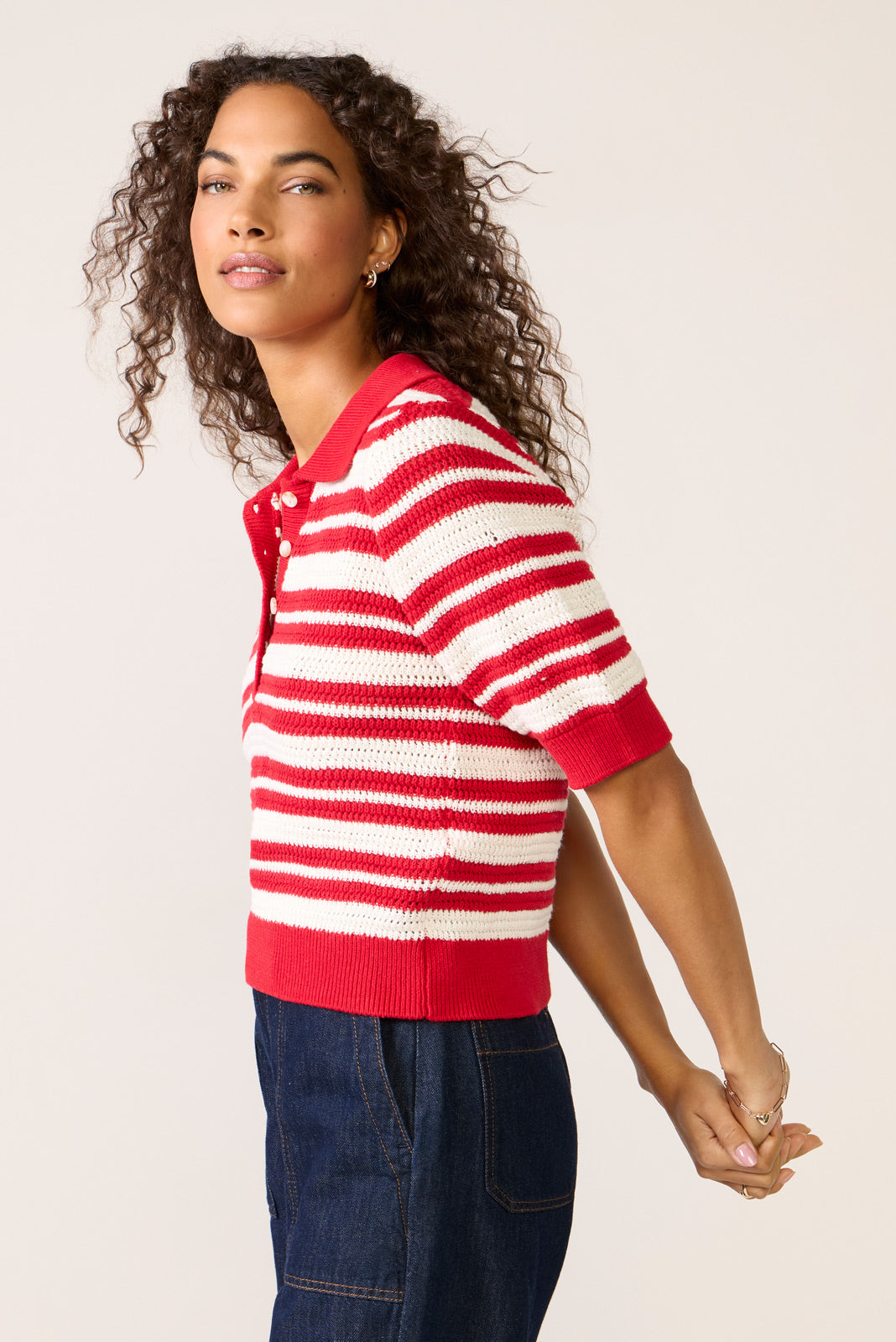 Women's Monica Henley Polo Sweater Top