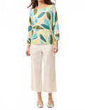 Crew Neck Long Sleeve Sweater In Aqua Sky