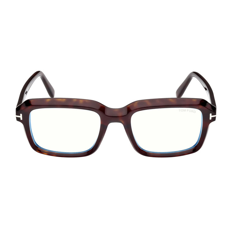 Tom Ford Eyeglasses Square Full Rim, Dark Havana Frame And Clear Blue Block Lenses Lens Ft5888-B052
