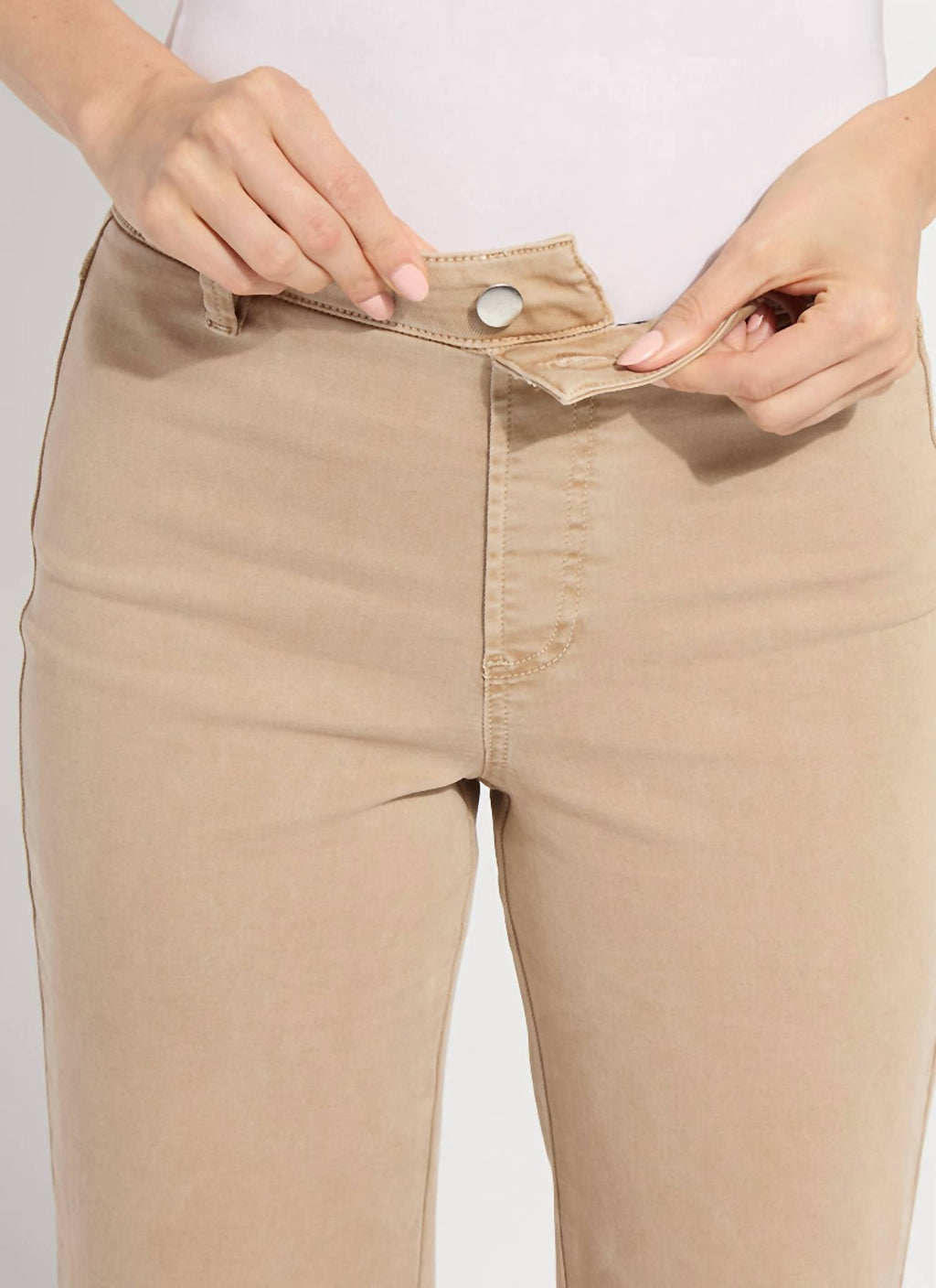 Smoothing Waistband Wide Leg Pant In Asutex Desert Khaki