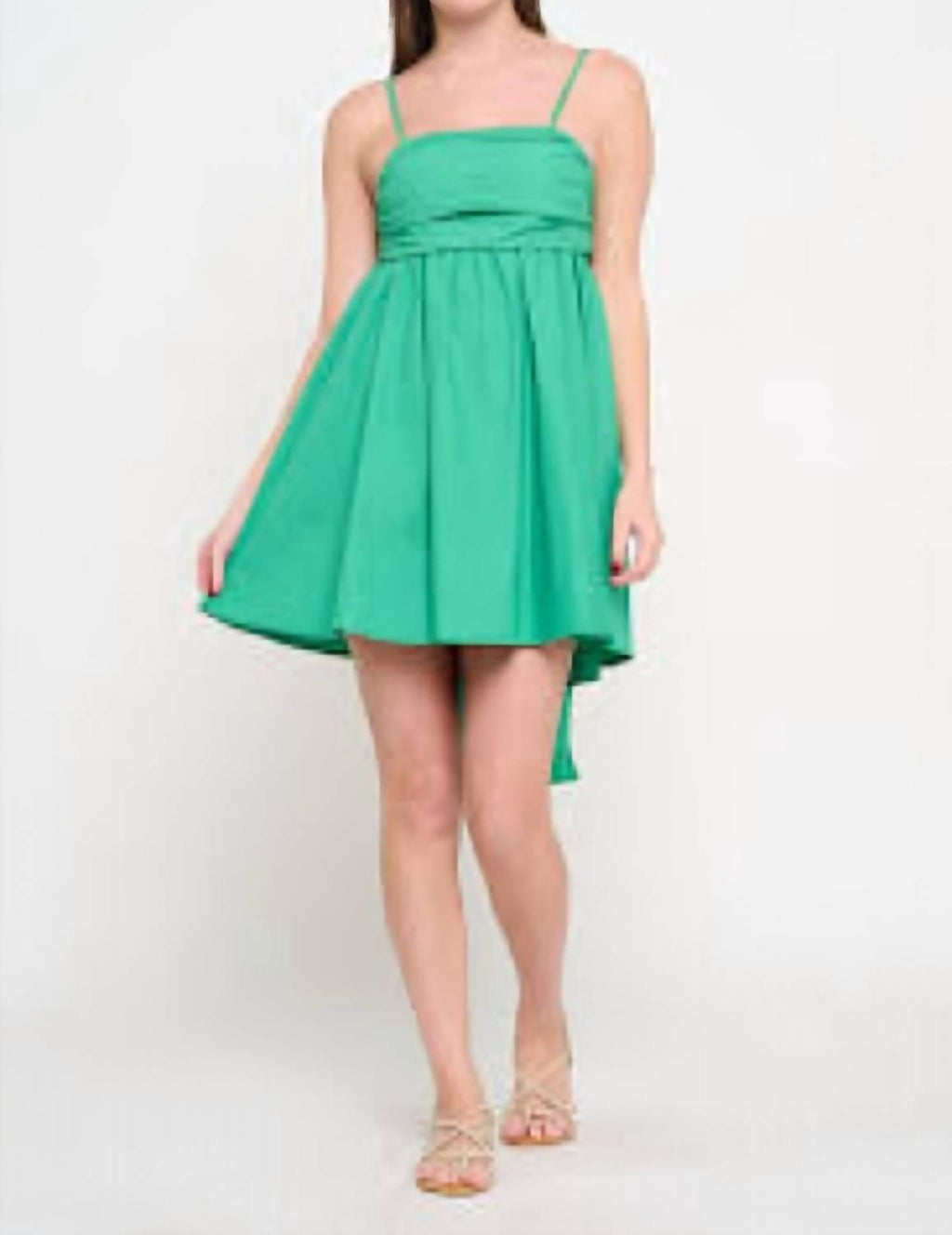Cycladic Leaf Short Dress In Green