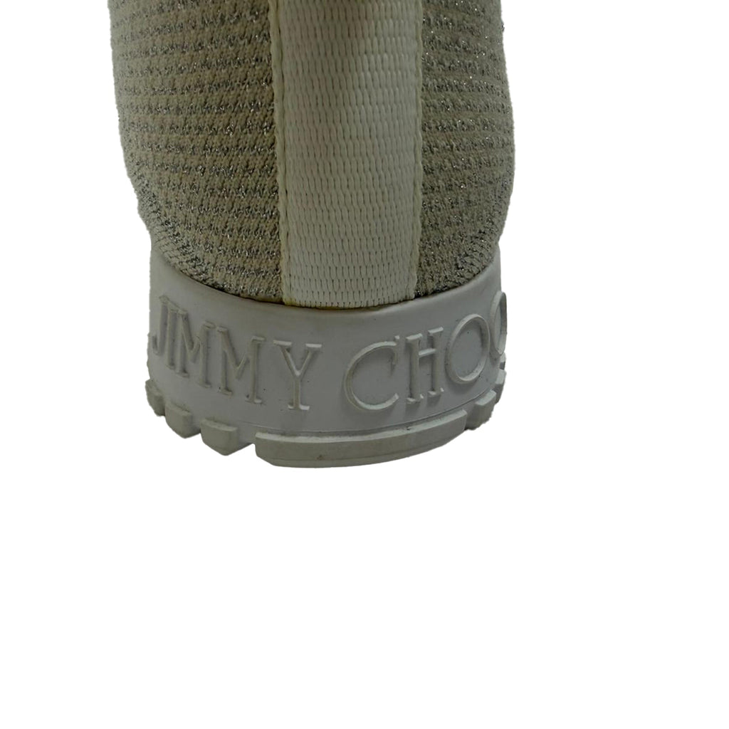 Jimmy Choo Norway Pom Pom Sneakers in White Lurex