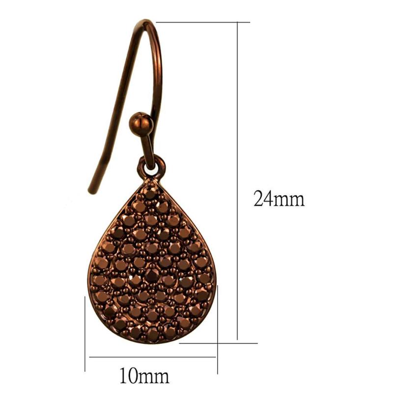 IP Coffee light Brass Earrings with AAA Grade CZ in Light Coffee