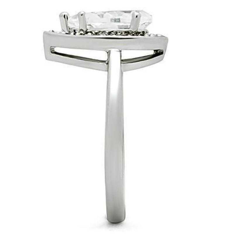 Rhodium Brass Ring with AAA Grade CZ in Clear