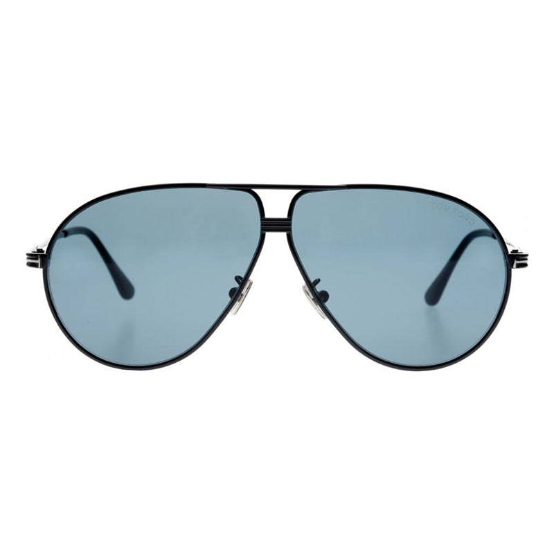 Tom Ford Sunglasses Aviator Full Rim, Shiny Black Frame And Green Lens Ft0734-H01N