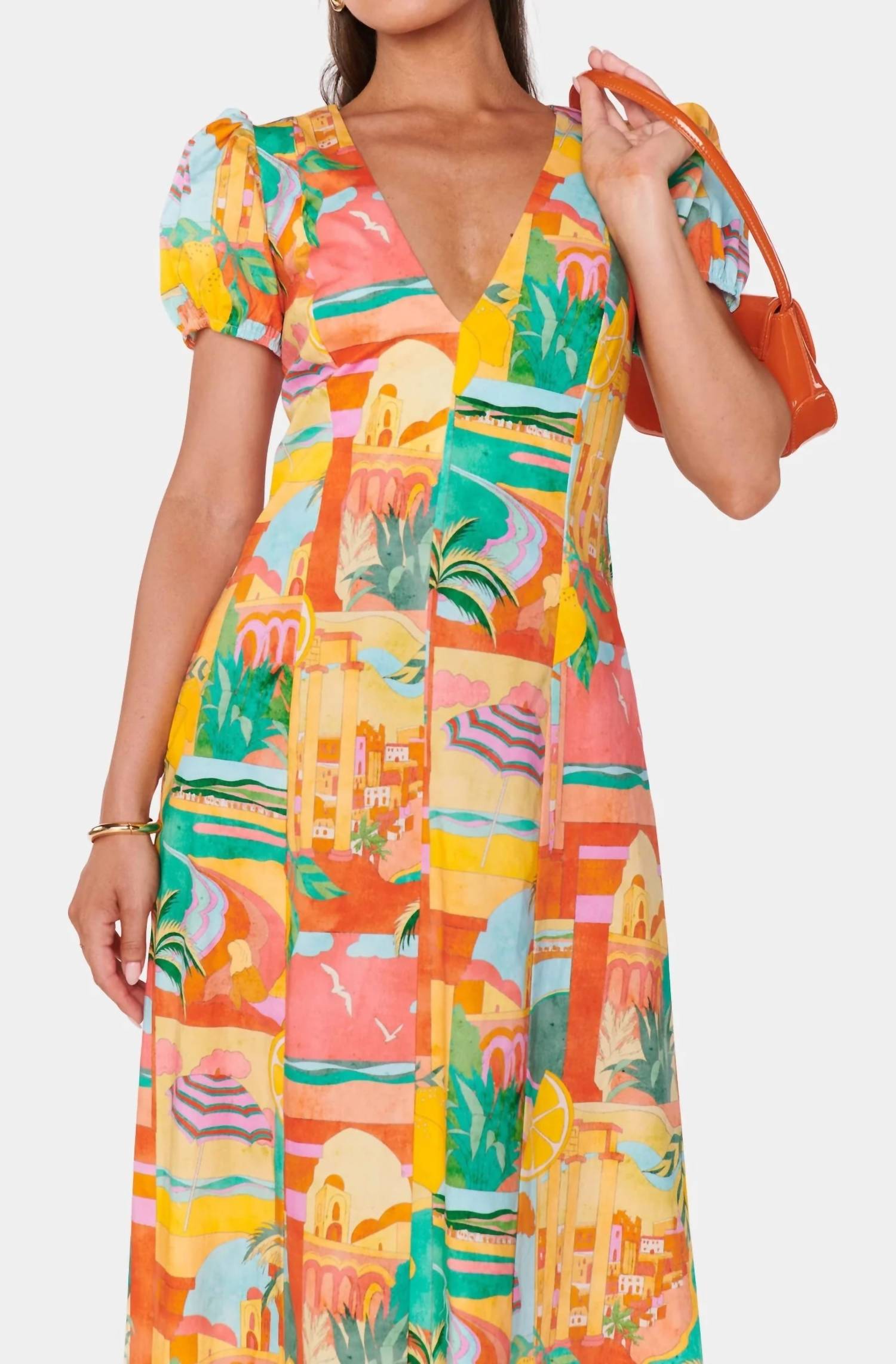 Winnie Maxi Dress In Postcards From Italia Print