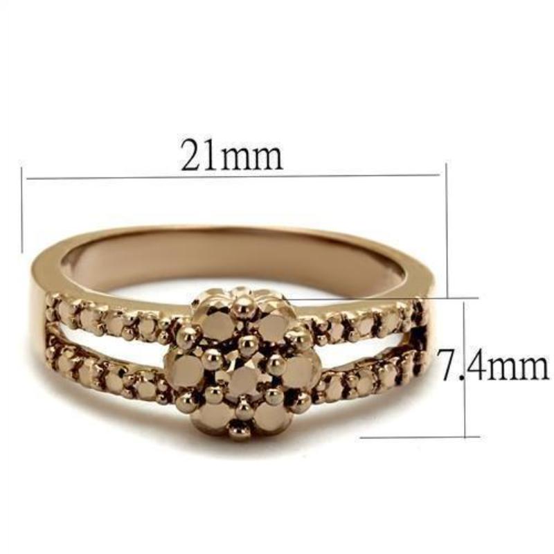 IP Rose Gold(Ion Plating) Brass Ring with AAA Grade CZ in Metallic Light Gold