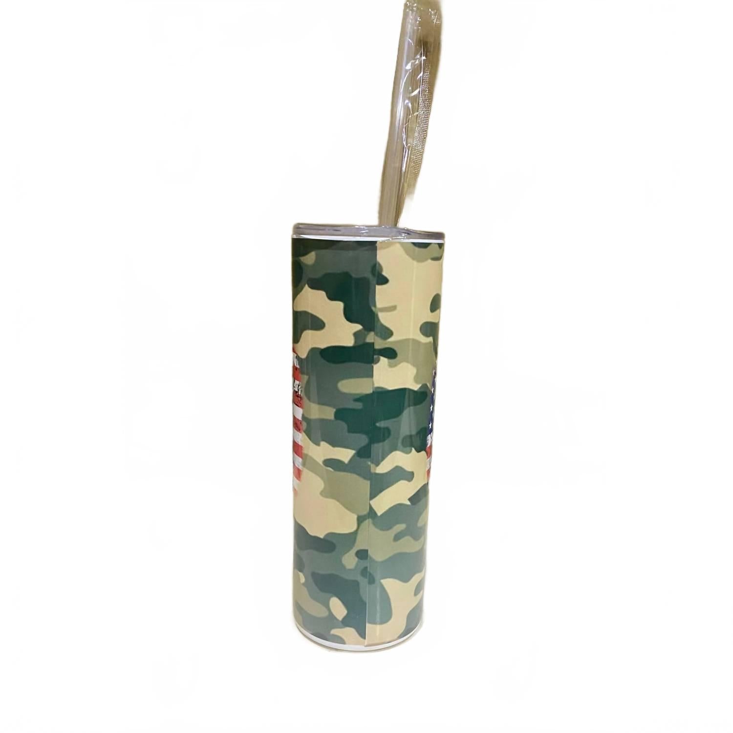 Support Our Troops Camo 20 Oz Skinny Tumbler In Green