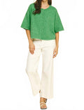 Abby Button Down Short Sleeve Sweater In Green
