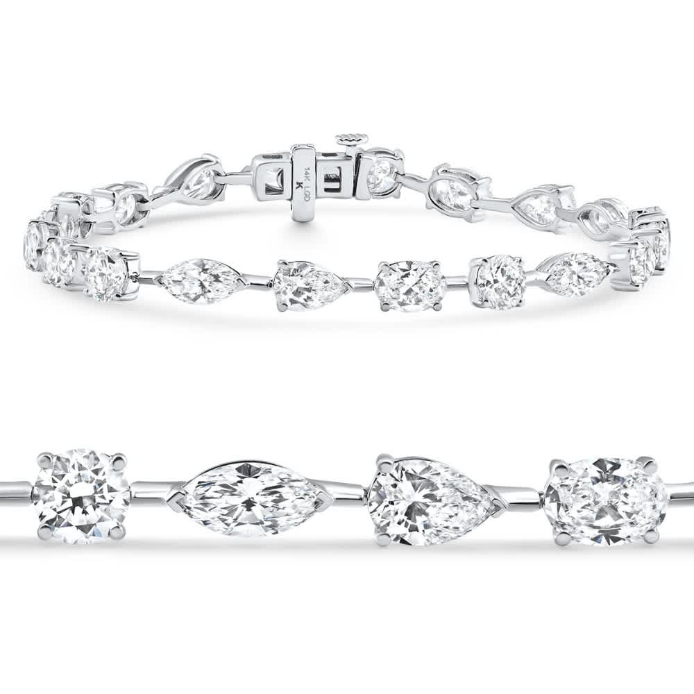 10Ct Mixed Cut Diamond Tennis Bracelet 7" 14k White Gold Lab Grown Size: 7
