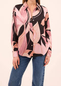 Celine Top In Moody Abstract Flora Satin