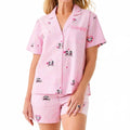 Mari Pj Button-Up Top In Multi Disney Half Drop Overprint