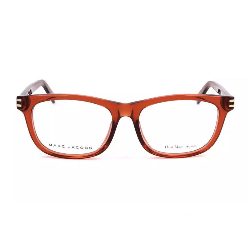 Marc Jacobs Eyeglasses Square Full Rim, Transparent Red Orange Frame And Clear Demo Lenses Lens Mj583/fxg0
