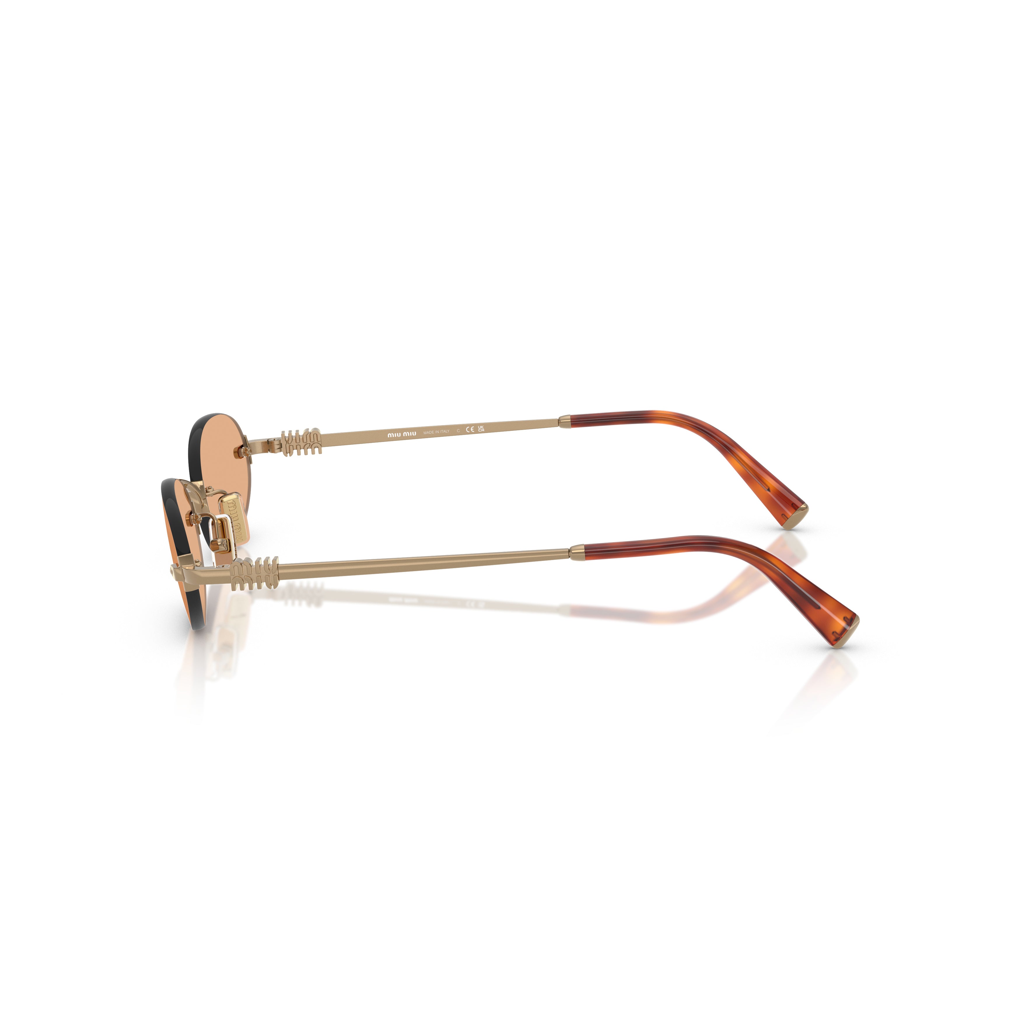 0Mu A54S Oval Sunglasses with Gold Metal Frame