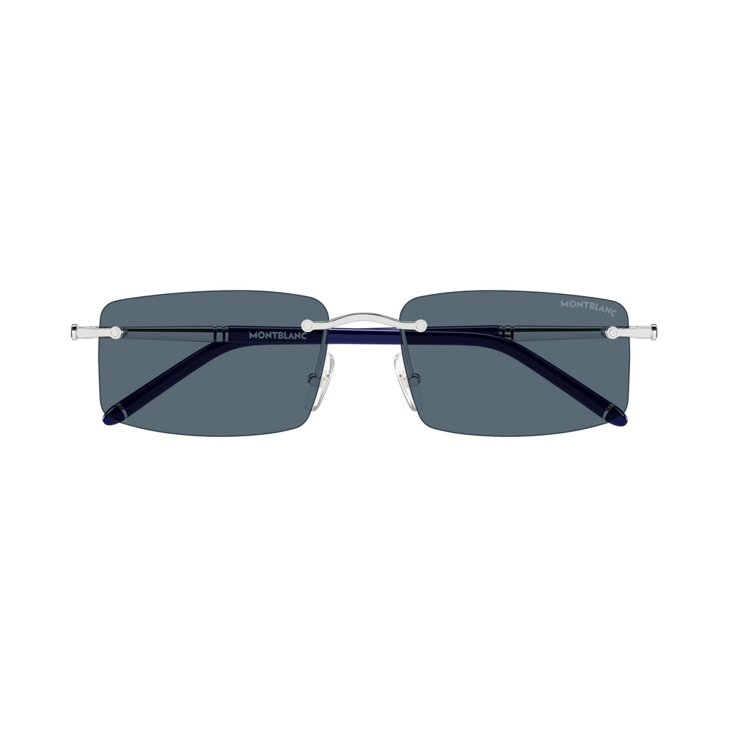 Rimless Rectangular Sunglasses With Metallic Silver Temples