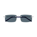 Rimless Rectangular Sunglasses With Metallic Silver Temples