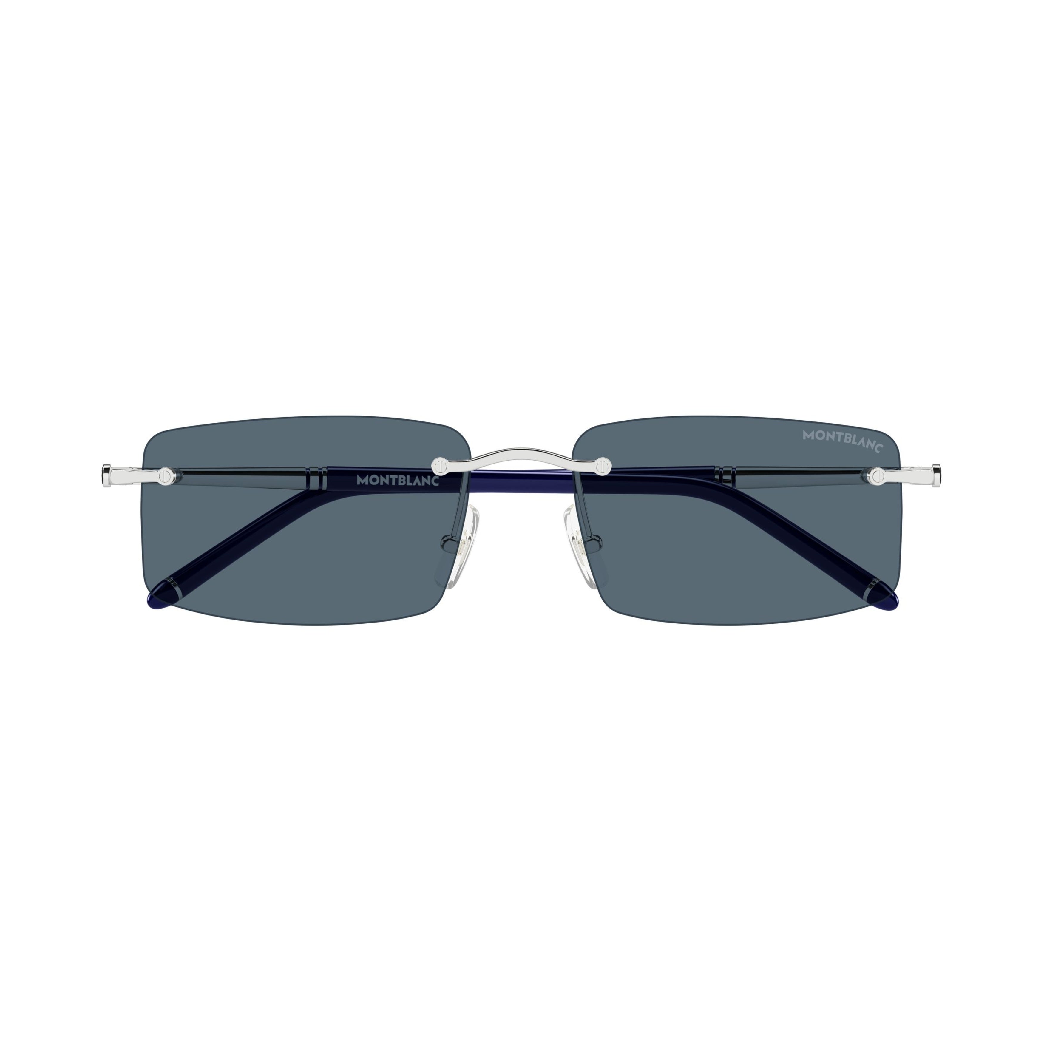 Rimless Rectangular Sunglasses With Metallic Silver Temples